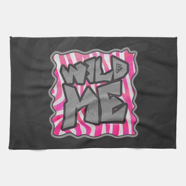 Zebra Hot Pink and White Wild Me Kitchen Towel (Horizontal)