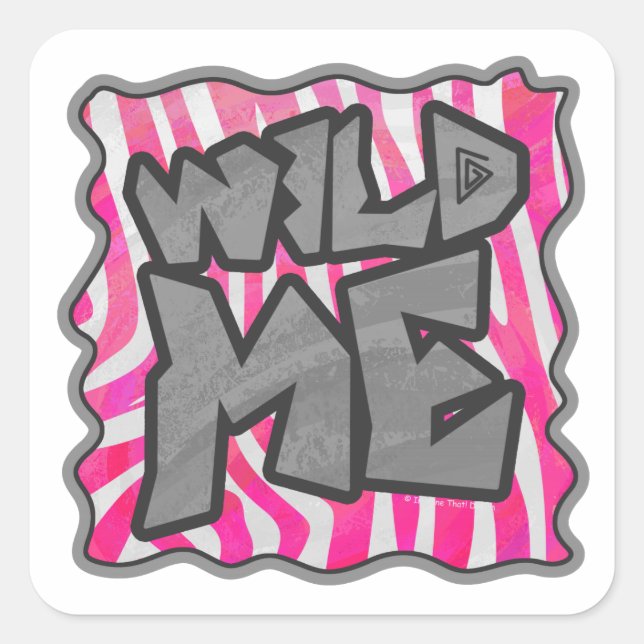 Zebra Hot Pink and White Wild Me Square Sticker (Front)