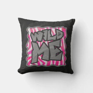 Zebra Hot Pink and White Wild Me Throw Pillow