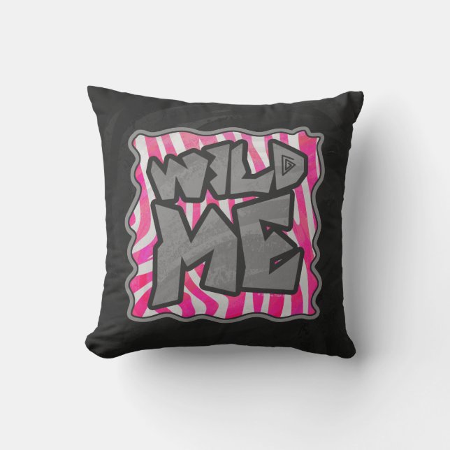 Zebra Hot Pink and White Wild Me Throw Pillow (Front)