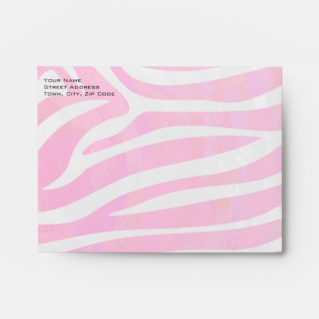 Zebra Hot Pink and White with Monogram Envelopes (Front)