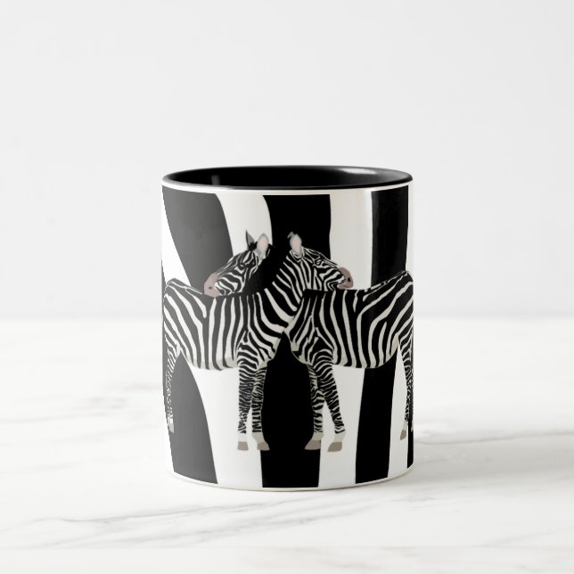 Zebra Hugs Two-Tone Coffee Mug (Center)
