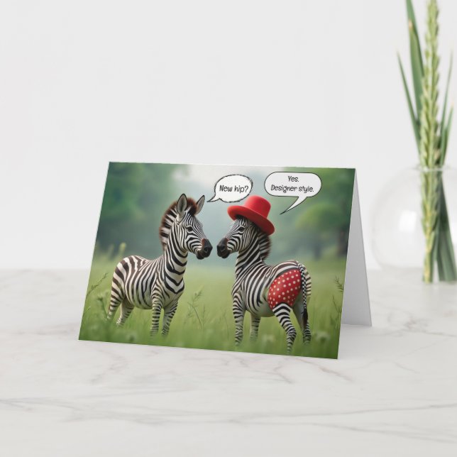 Zebra Humour For Hip Replacement Surgery Card (Front)