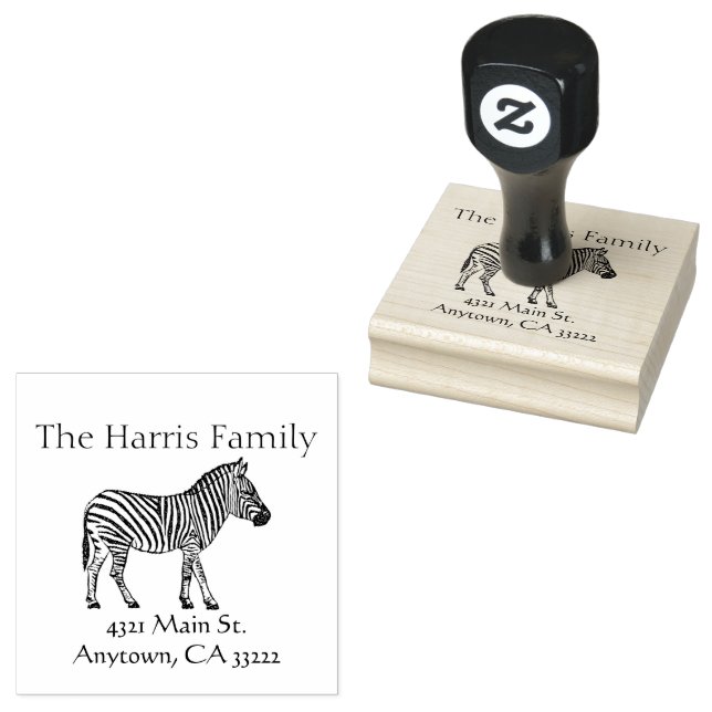 Zebra Illustration Personalized Rubber Stamp (Stamped)