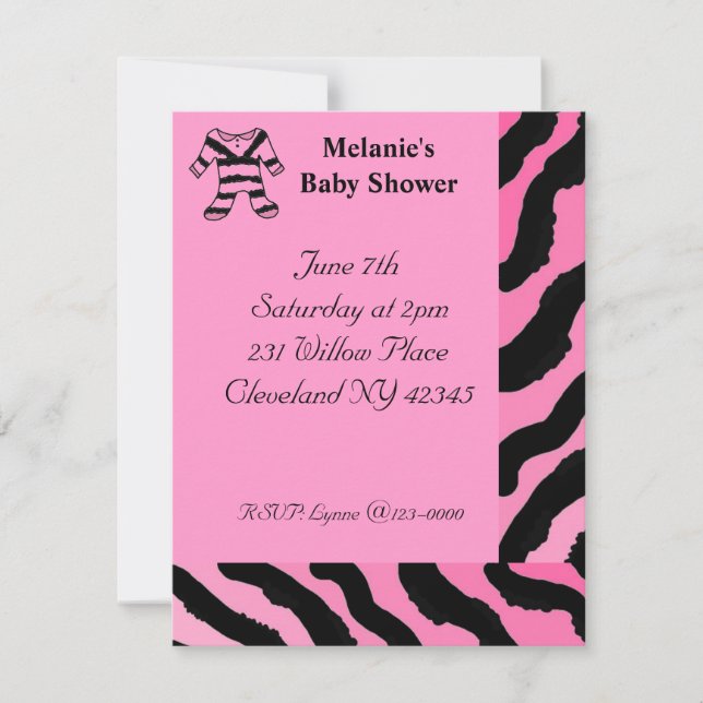 Zebra Imprimer Baby shower Invitation (Devant)