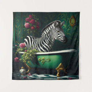 Zebra in a Bathtub Tapestry