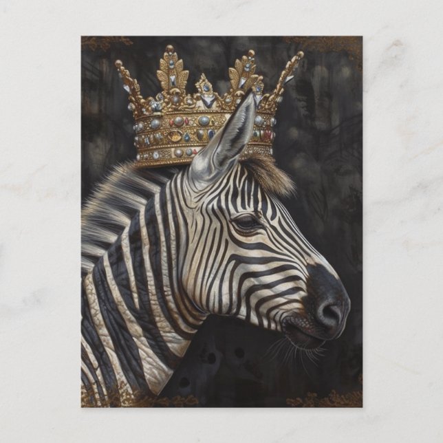 Zebra in a Gold Crown Postcard (Front)