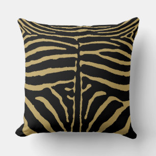 Zebra in Black and Gold Throw Pillow