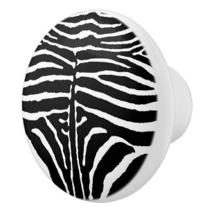 Zebra in Black and White Ceramic Knob