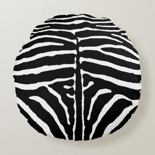 Zebra in Black and White Round Pillow (Front)