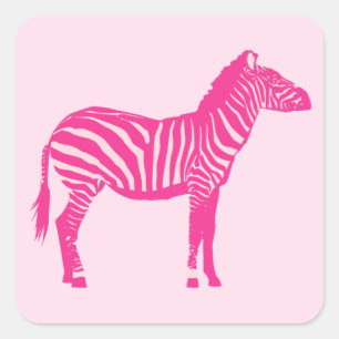Zebra in Fuchsia and Light Pink Stripes Square Sti Sticker