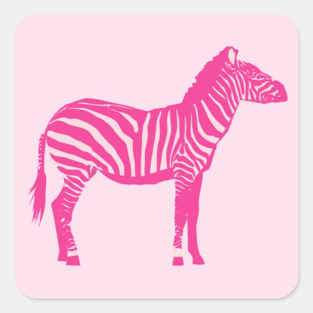 Zebra in Fuchsia and Light Pink Stripes Square Sti Sticker (Front)