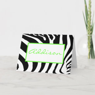 Zebra in Lime Note Card