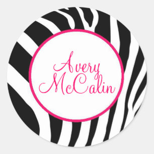 Zebra in Pink - Customized Classic Round Sticker
