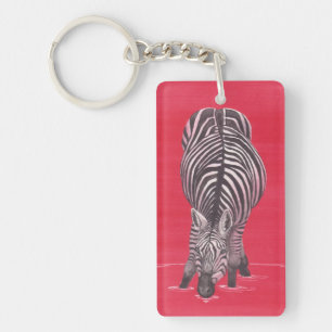 Zebra in Red Keychain