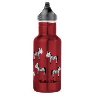 Zebra Kids Safari Water Bottle with Name
