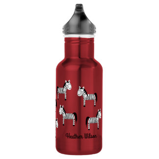 Zebra Kids Safari Water Bottle with Name