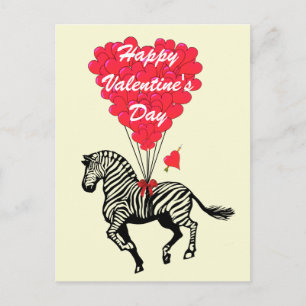 Zebra kids Valentines Holiday Postcard