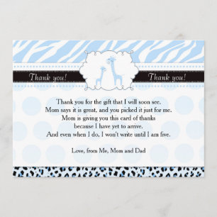 Zebra Leopard Giraffe Baby Shower Thank You Card
