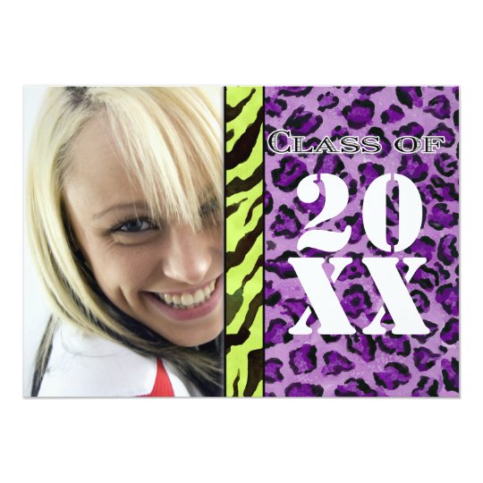 Zebra Leopard Print, Graduation Announcement