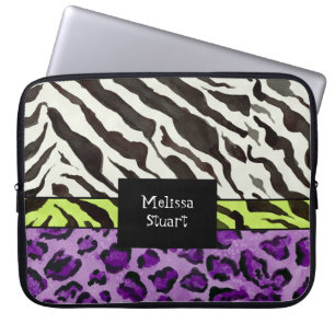 Zebra Leopard Print, Personalized Computer Sleeve