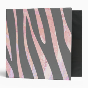 Zebra Light Grey and Pink Print Binder