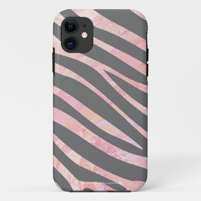 Zebra Light Grey and Pink Print Case-Mate iPhone Case (Back)