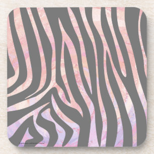 Zebra Light Grey and Pink Print Coaster