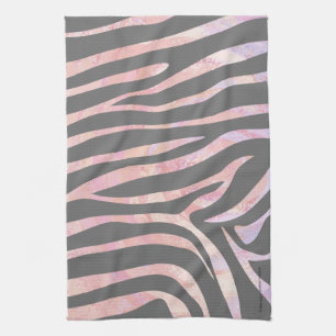 Zebra Light Grey and Pink Print Kitchen Towel