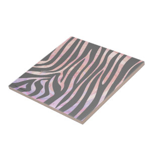 Zebra Light Grey and Pink Print Tile