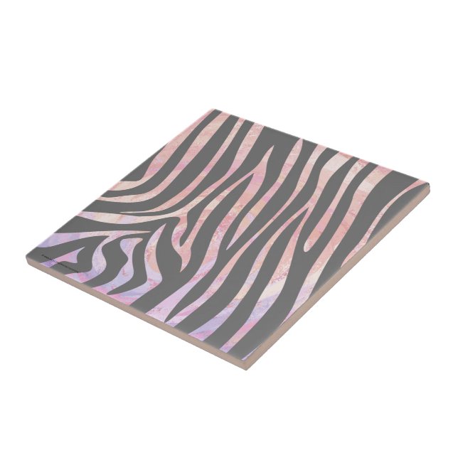 Zebra Light Grey and Pink Print Tile (Side)