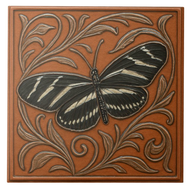 Zebra Longwing Butterfly - Ceramic Tile (Front)