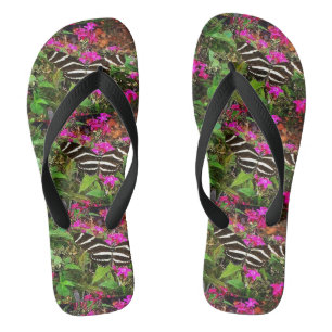 Zebra Longwing Butterfly  Flip Flops