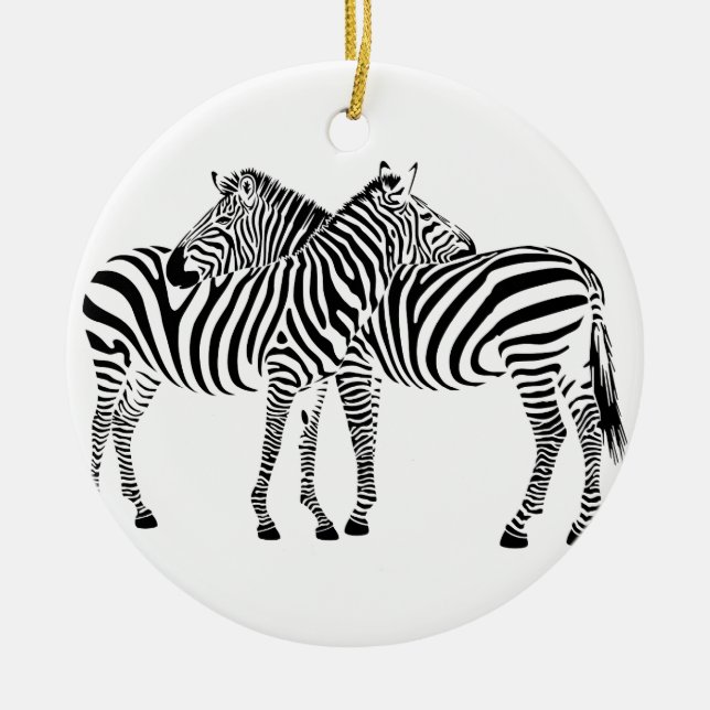 Zebra Love Ceramic Ornament (Front)