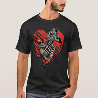 Zebra Love Heart for Valentines Day on Zebra  4 T-Shirt