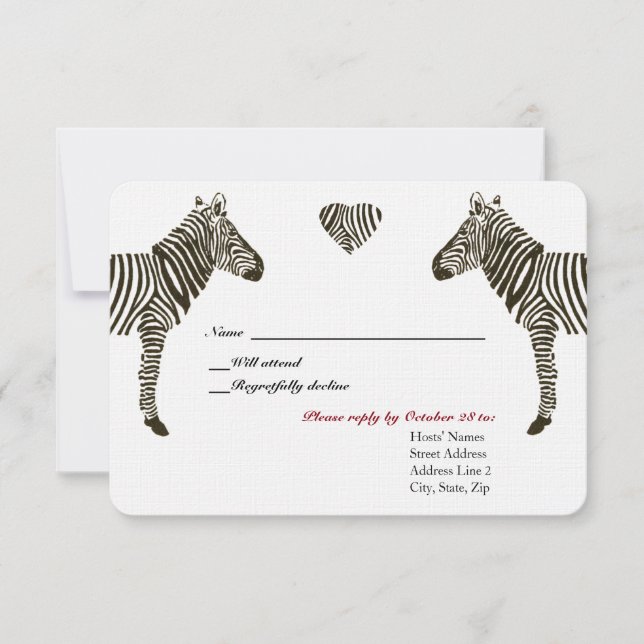 Zebra Love RSVP Card (Front)