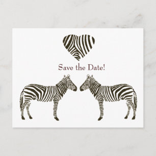Zebra Love Save the Date Announcement Postcard