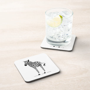 Zebra Lover Black & White Decor Hard Plastic Cork Coaster