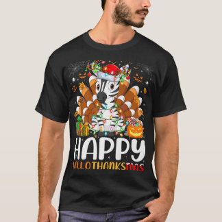 Zebra Lover Halloween Christmas Happy Hallothanksm T-Shirt
