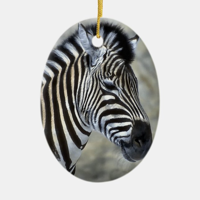 Zebra Lovers Art Christmas Ornament (Front)
