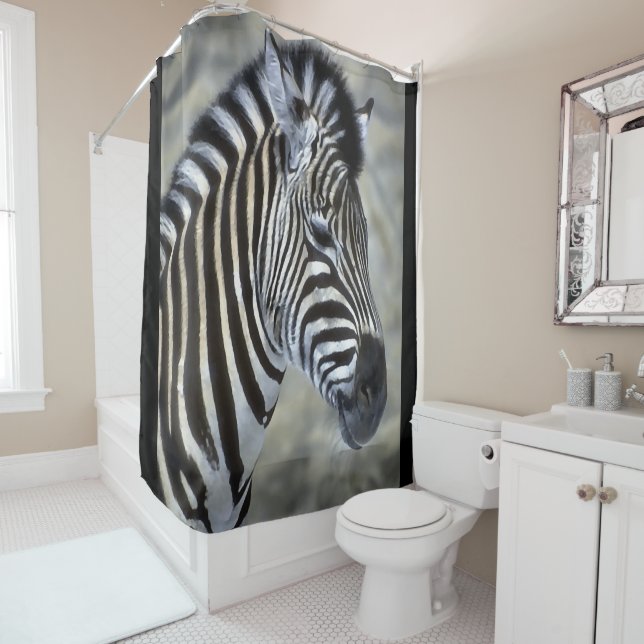 Zebra Lovers Art Shower Curtain (In Situ)