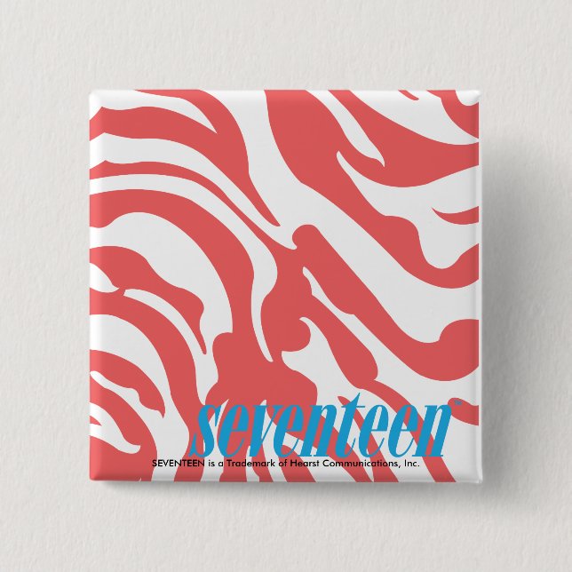 Zebra LtPink 2 Inch Square Button (Front)