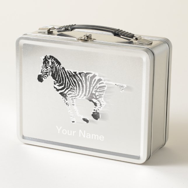 Zebra Lunch Box – Personalized Safari Gift (Front)