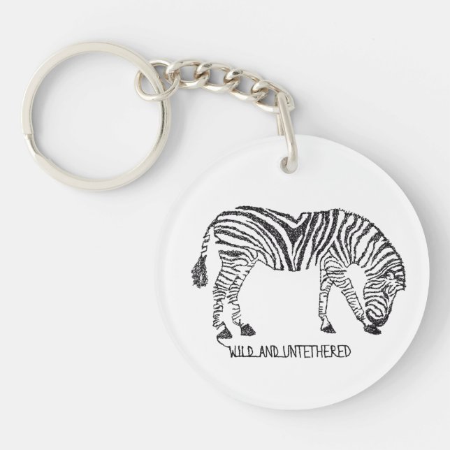 Zebra made up of Black Scribbles Keychain (Front)