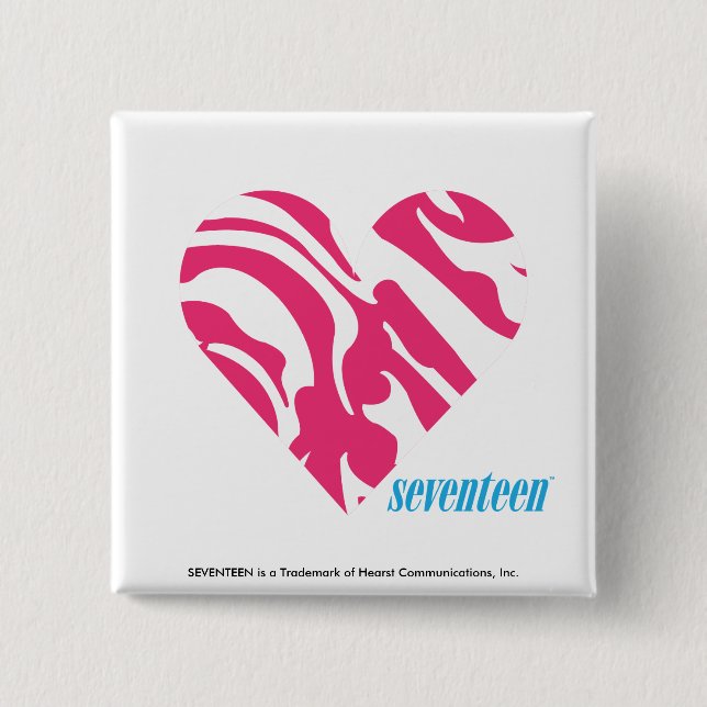 Zebra Magenta 2 Inch Square Button (Front)