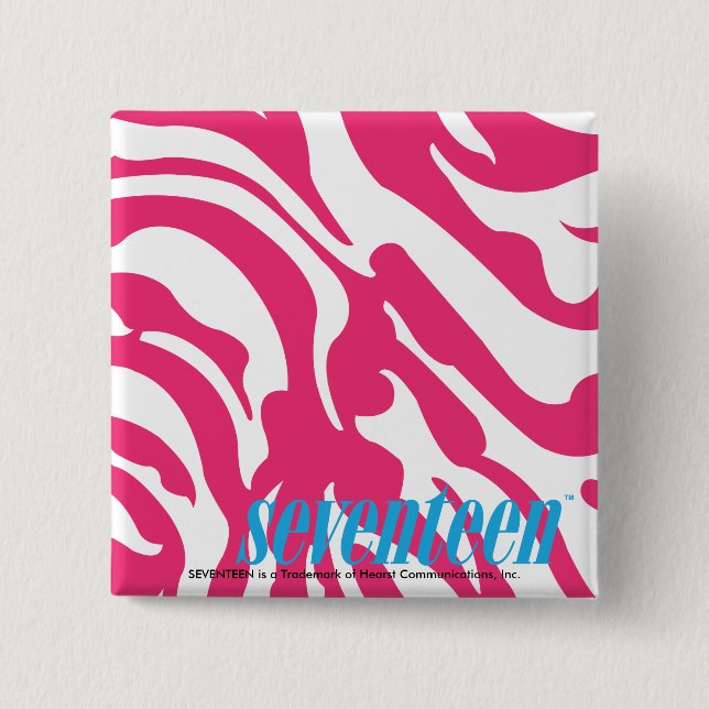 Zebra Magenta 2 Inch Square Button (Front)