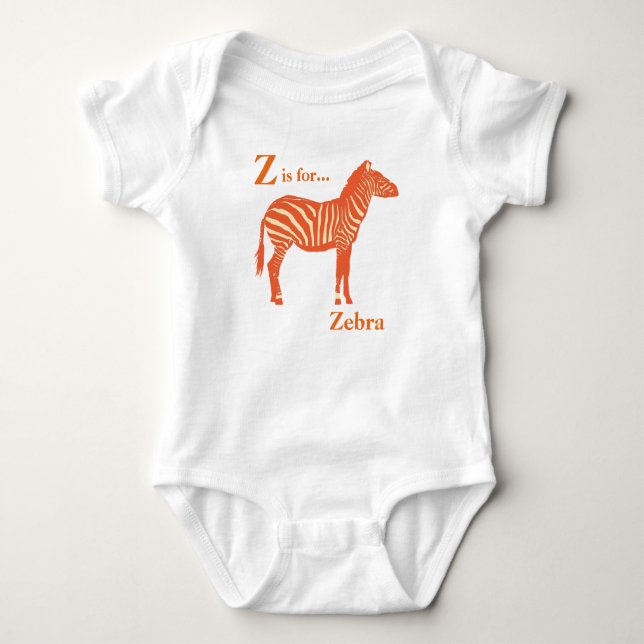 Zebra - Mandarin and light orange Baby Bodysuit (Front)