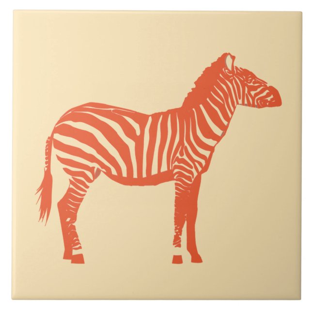 Zebra - Mandarin and light orange Tile (Front)