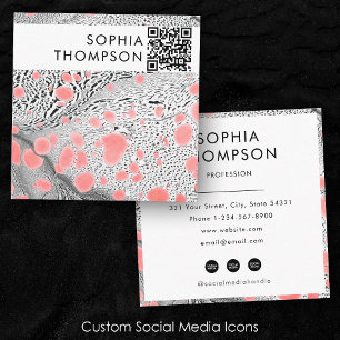 Zebra Marble Abstract QR Code Social Media Square Business Card