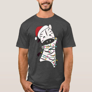 Zebra Merry Christmas Animals Fairy Lights Zebras  T-Shirt